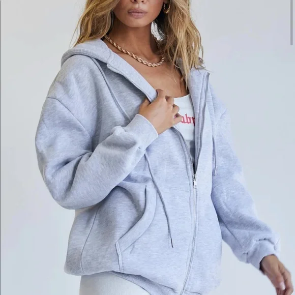 Princess Polly Florida Oversized Zip Up Sweatshirt - Picture 2 of 8